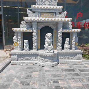 杭州芝麻白中国黑石材套墓 花岗岩墓碑